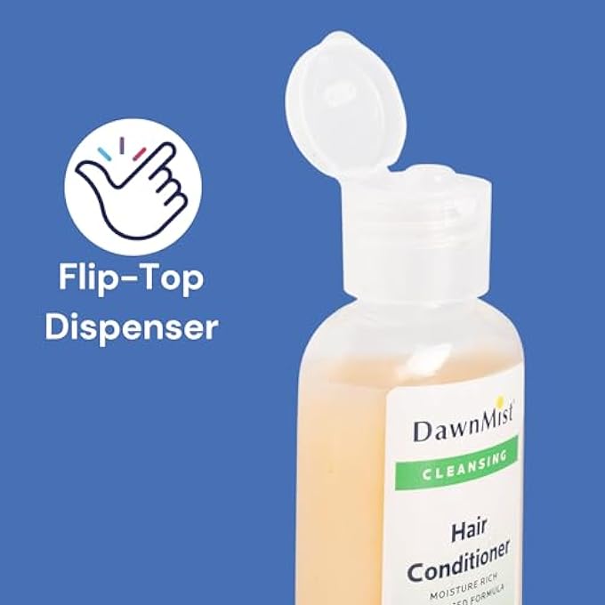 DawnMist DUKAL HAIR CONDITIONER 2 OZ BOTTLES WITH FLIP CAPS Â€“ BULK PACK OF 2 TRAVEL-SIZE HOTEL AMENITIES FOR HOSPITALITY, GUEST ROOMS, GYMS, AND MORE - Image 3
